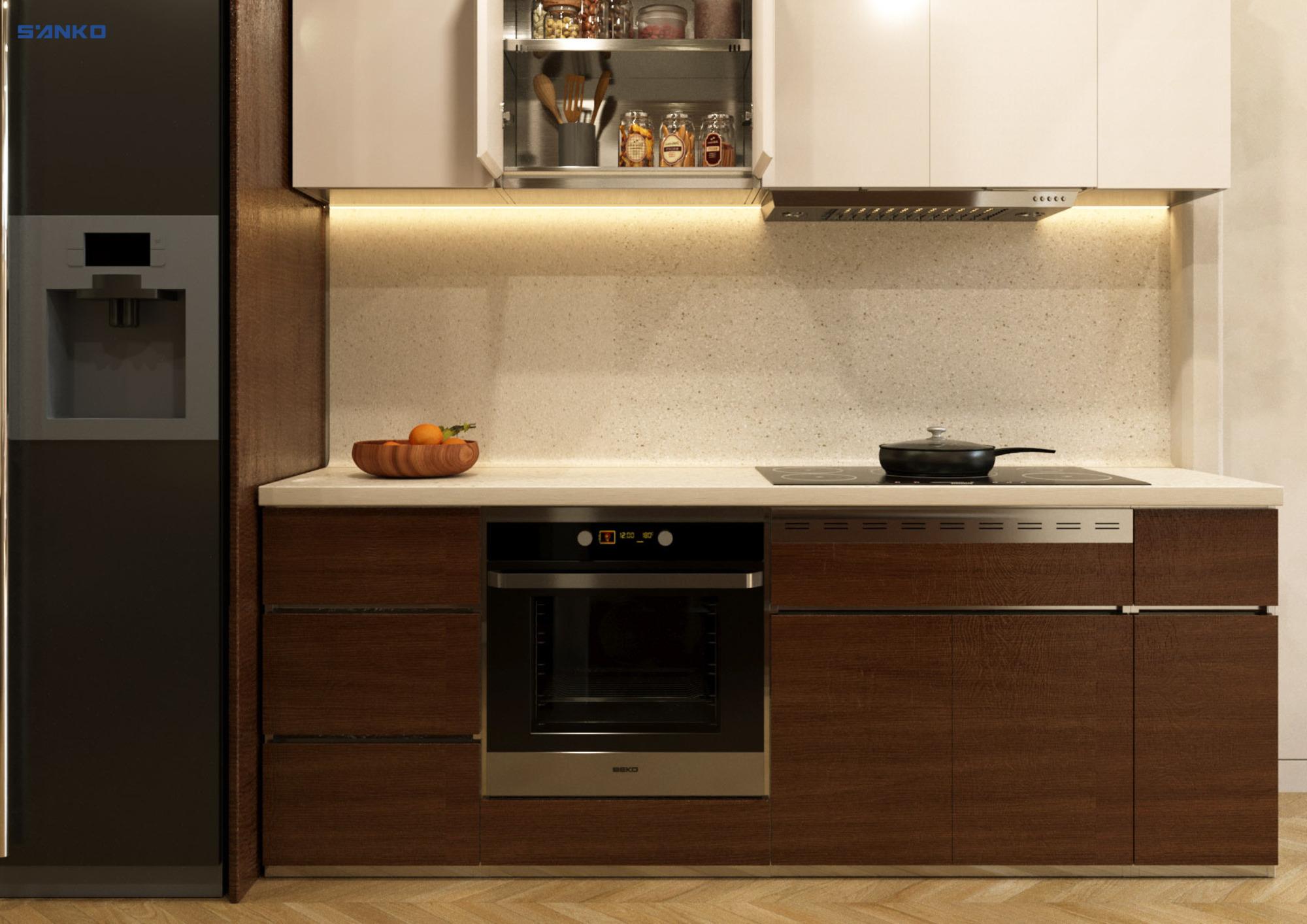 Tủ bếp inox cánh Acrylic