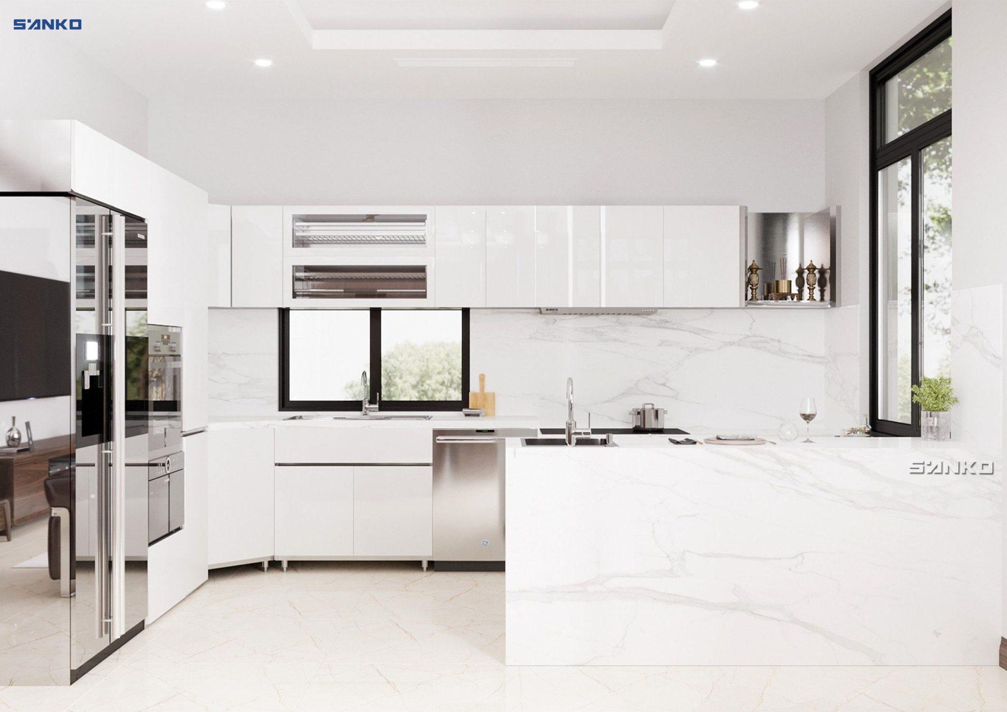 Tủ bếp inox cánh Acrylic