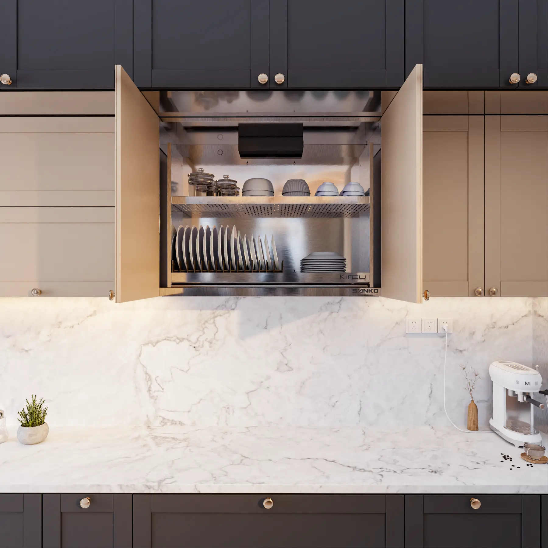 Tủ úp chén nâng hạ điện – P901UE