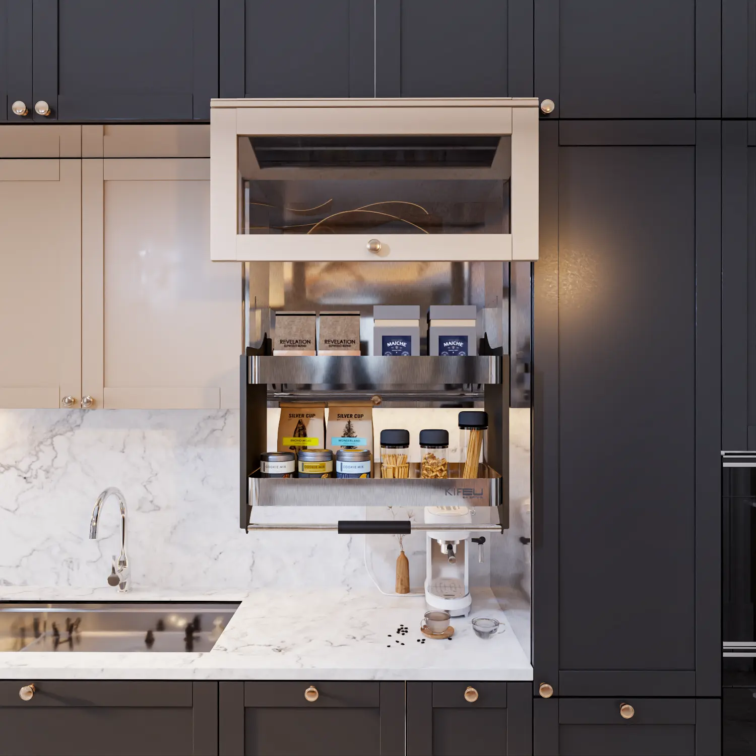 Tủ gia vị nâng hạ cơ – P751TR