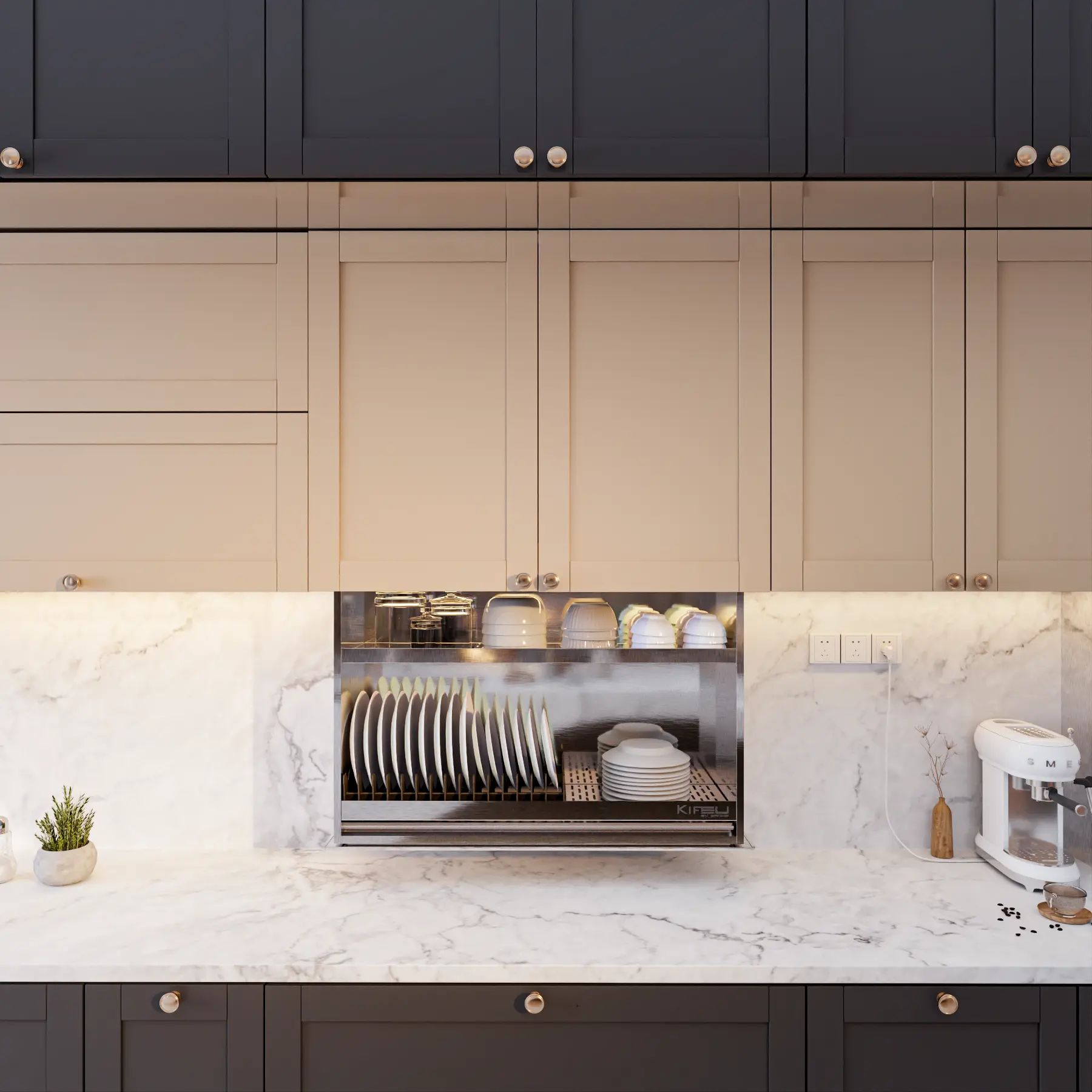 Tủ úp chén nâng hạ điện – P901UE