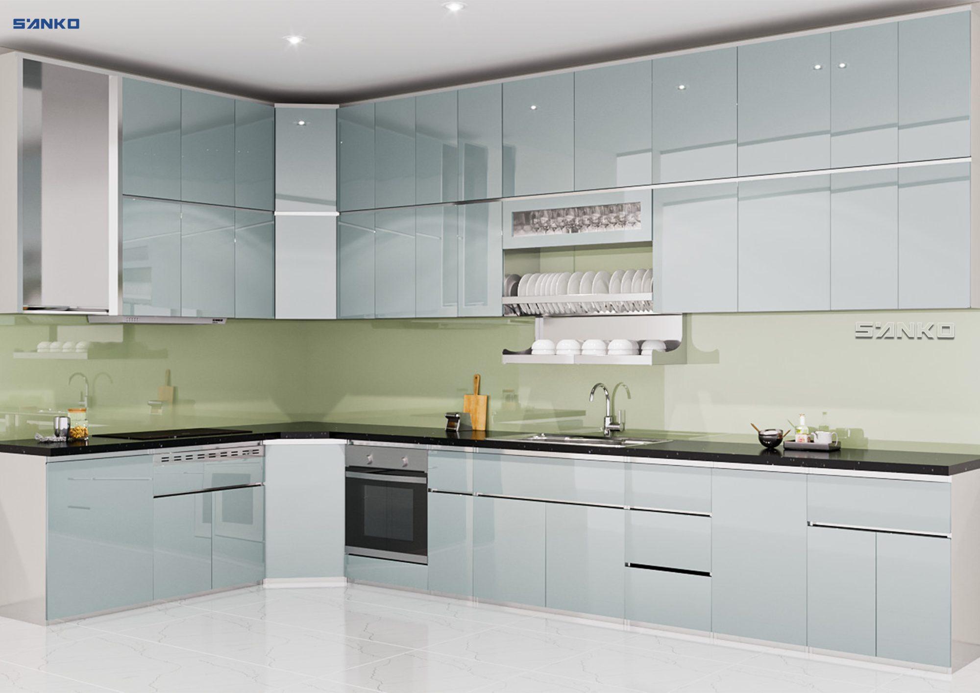 Tủ bếp inox cánh Acrylic