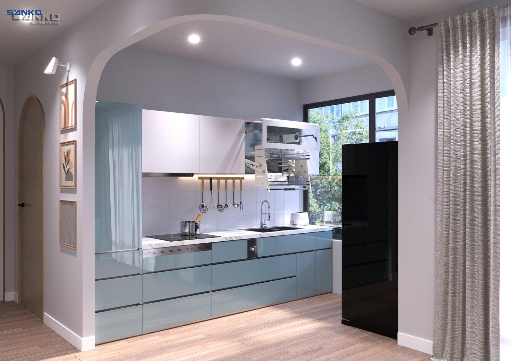 Tủ bếp inox cánh Acrylic